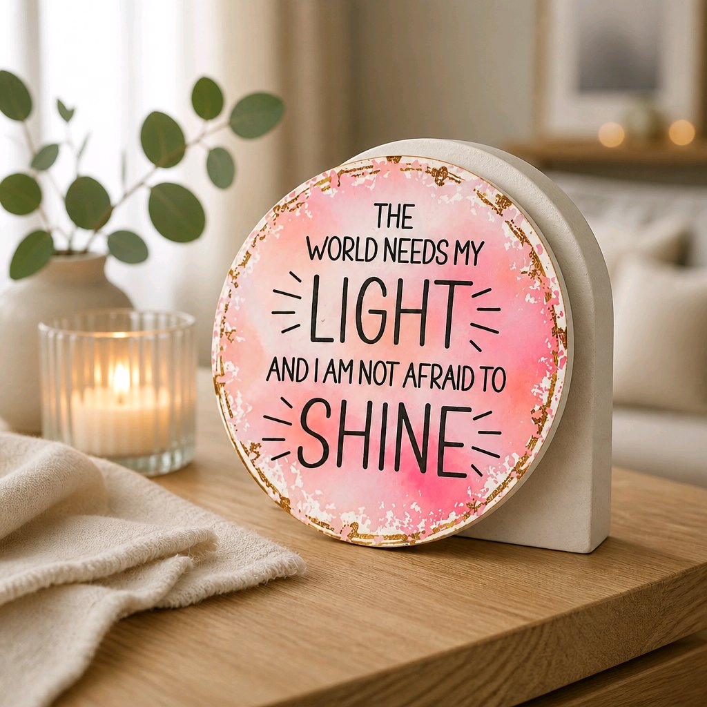 The world needs my light 4" ceramic coaster ( single )