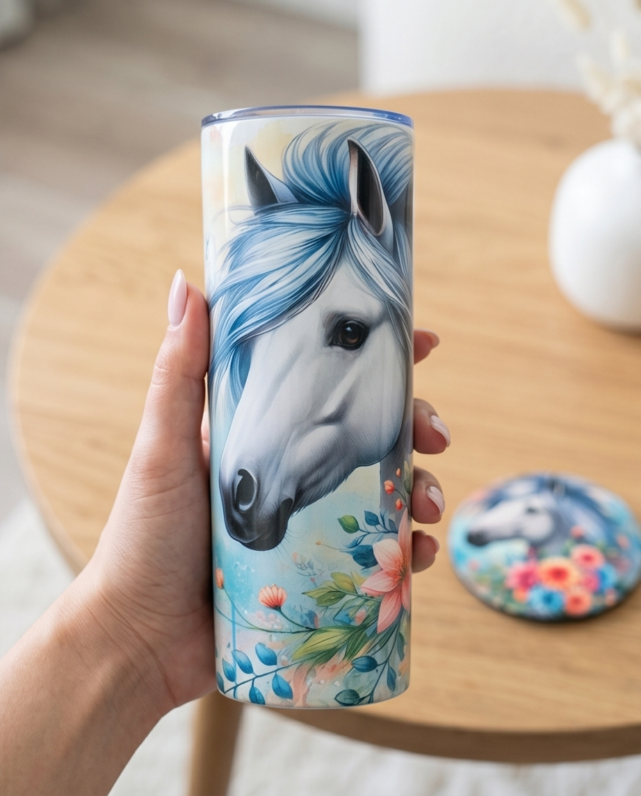 Horse 20oz Tumbler & 4" coaster Bundle