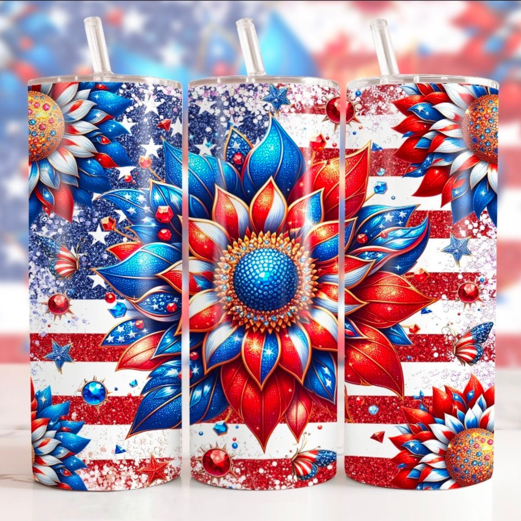 4th of July Sunflower 20oz Tumbler