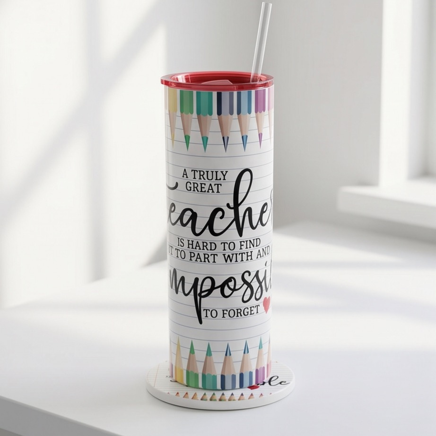 A truly great Teacher 20oz Tumbler & 4" ceramic coaster Bundle