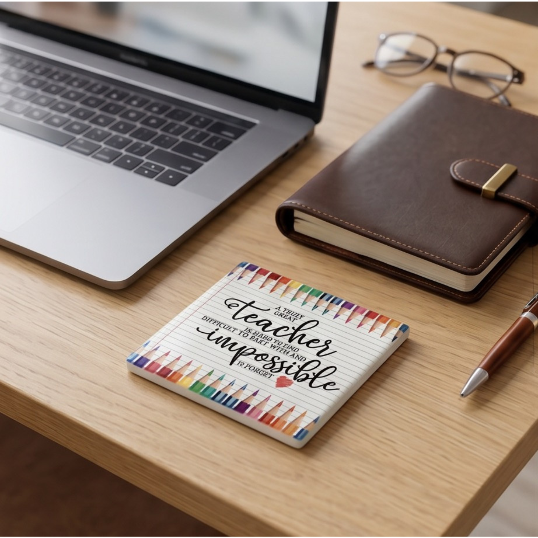 A truly great teacher 4" ceramic coaster