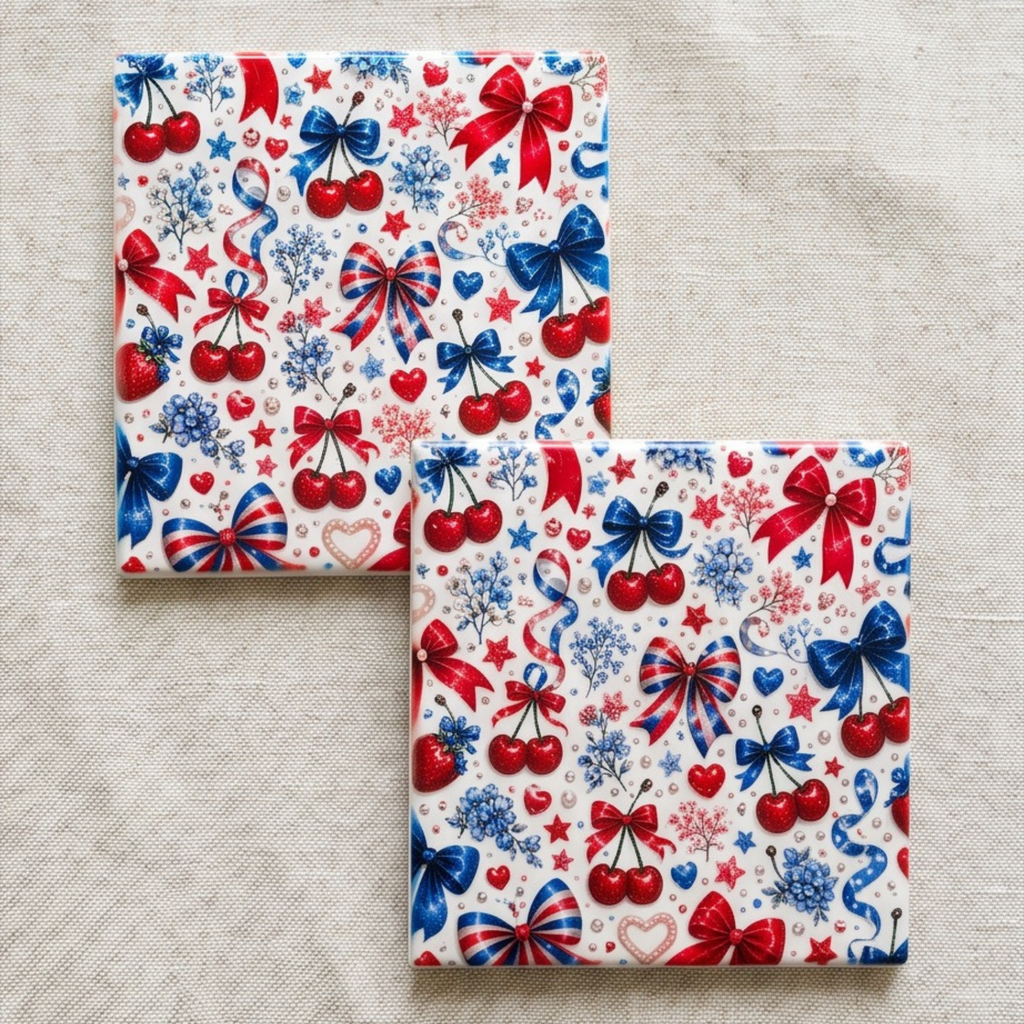 Patriotic Coquete 4" coasters set