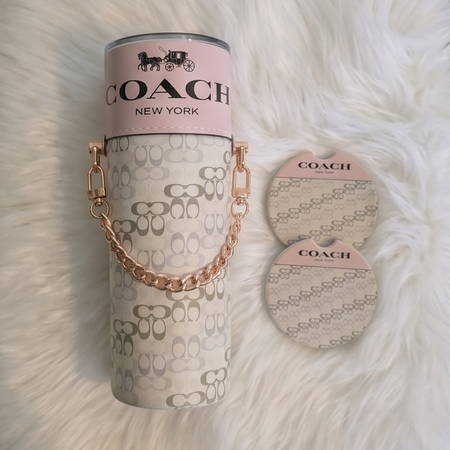 Coach 20oz Tumbler & Car coaster set bundle