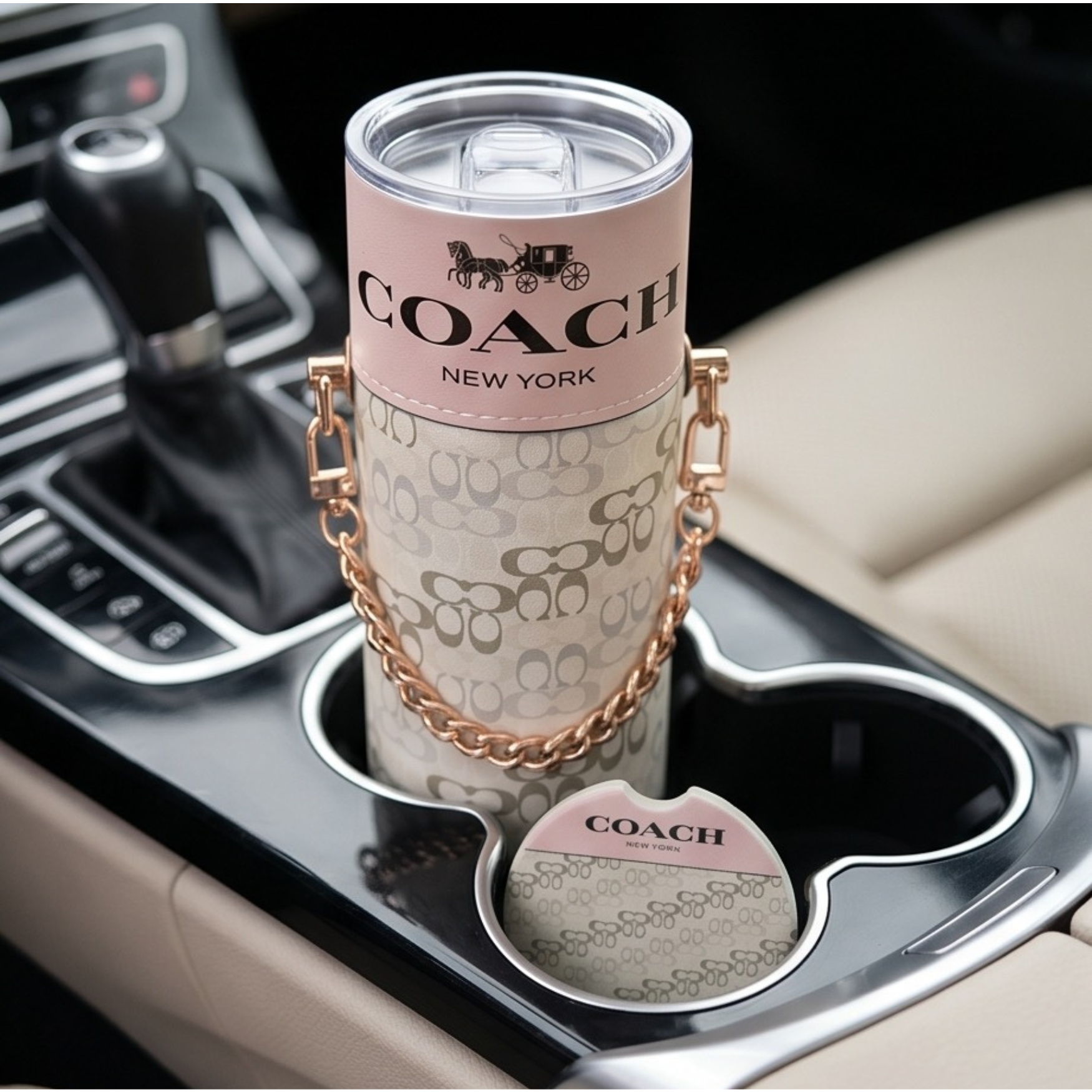 Coach 20oz Tumbler & Car coaster set bundle