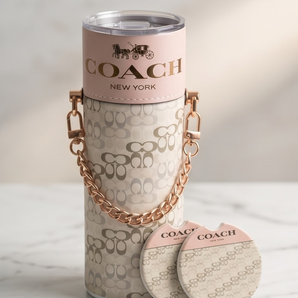 Coach 20oz Tumbler & Car coaster set bundle