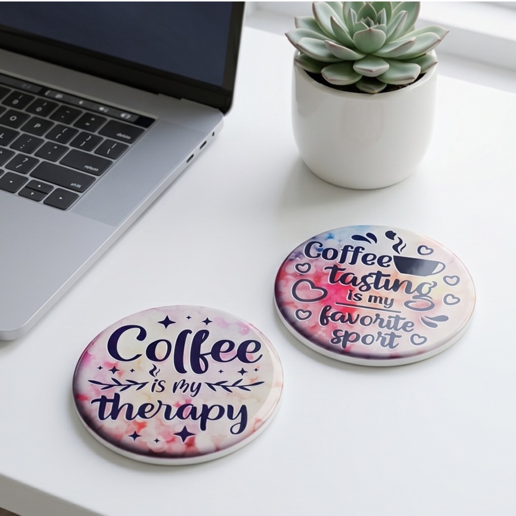 Coffee is my Therapy 4" Ceramic coaster set