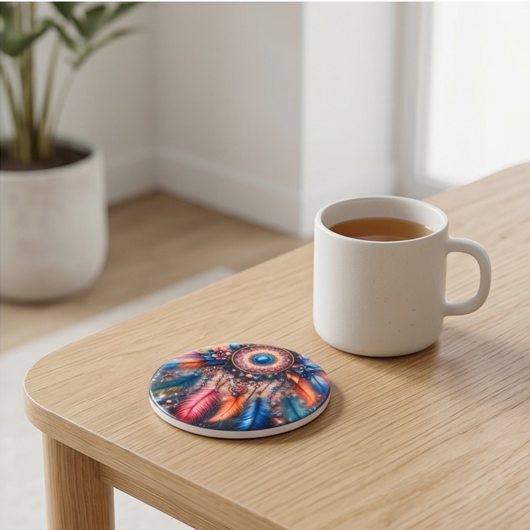 Dreamcatcher 4" ceramic coaster ( single )