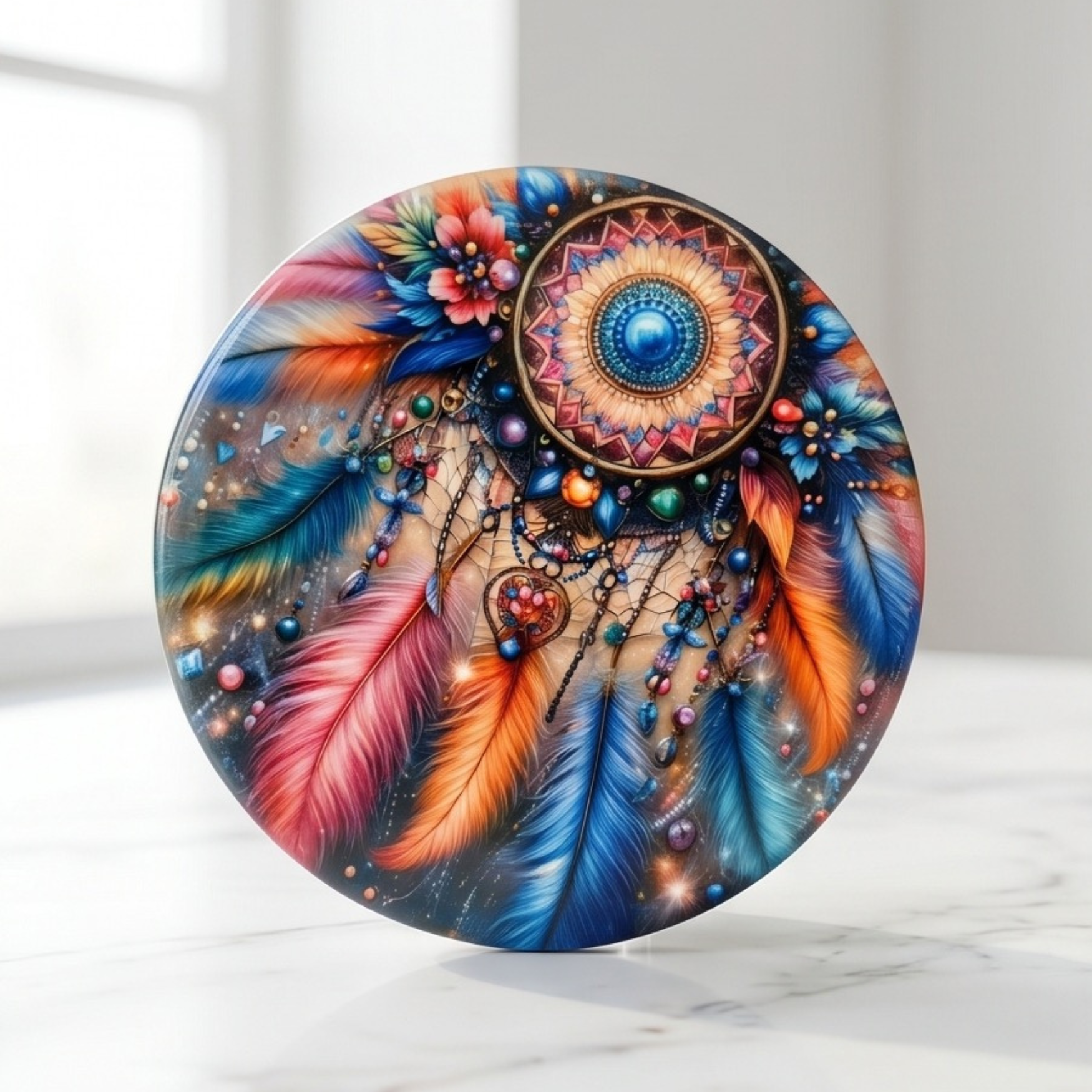 Dreamcatcher 4" ceramic coaster ( single )