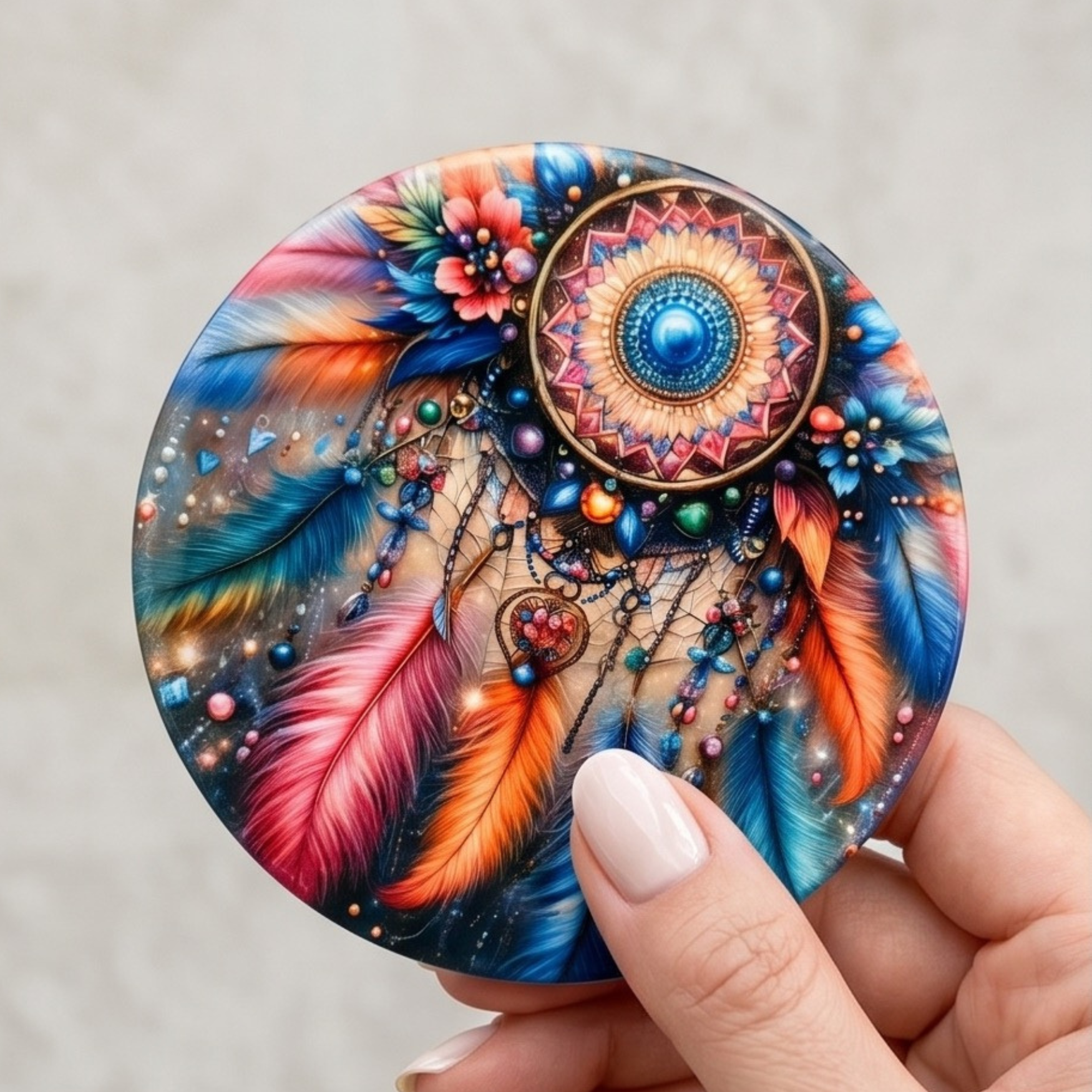 Dreamcatcher 4" ceramic coaster ( single )