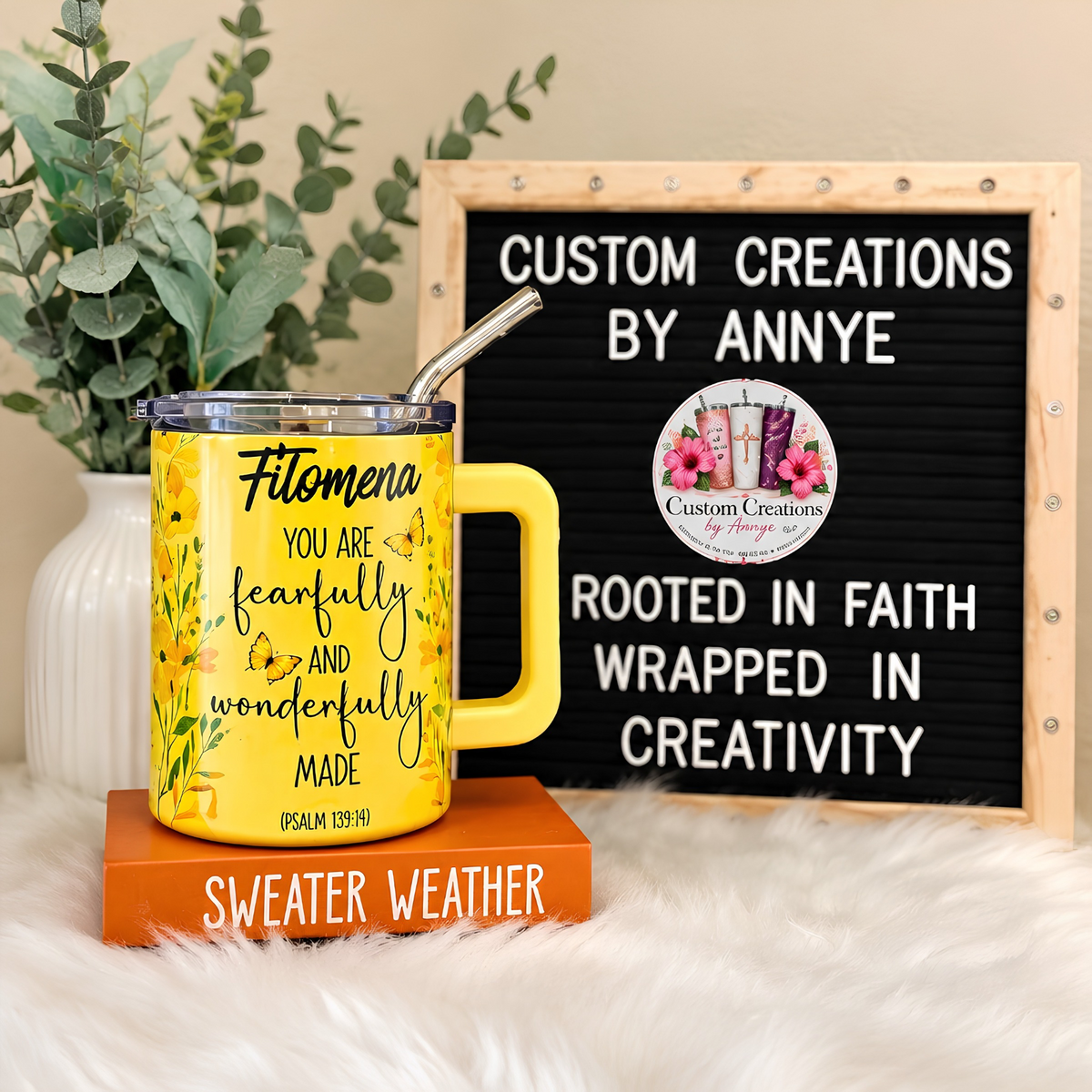 Personalized 10oz Stainless Steel Mug / Yellow