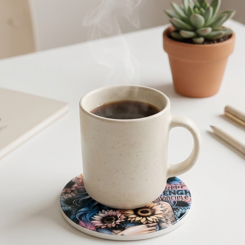 My inner strength 4" ceramic coaster