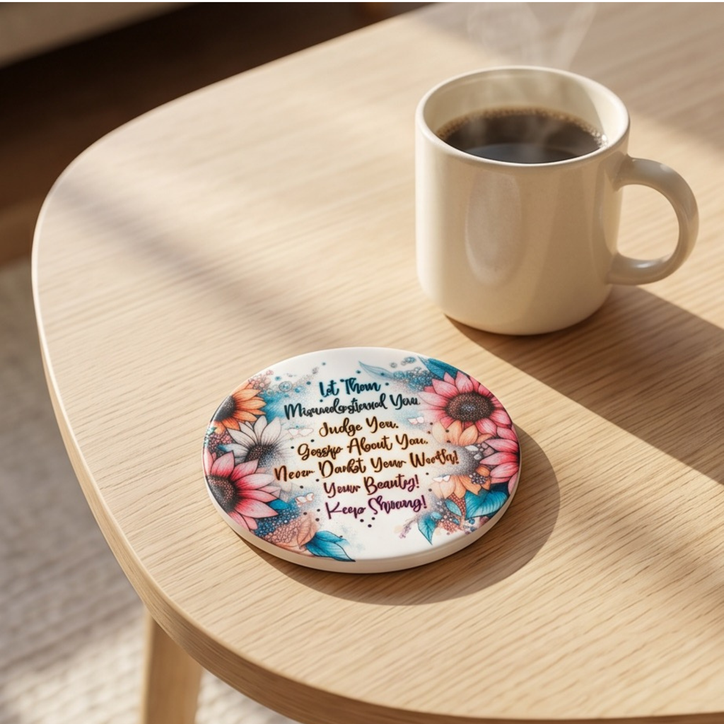 Let them 4" ceramic coaster