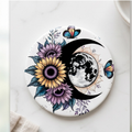 Sunflower/Moon 4" Ceramic coaster