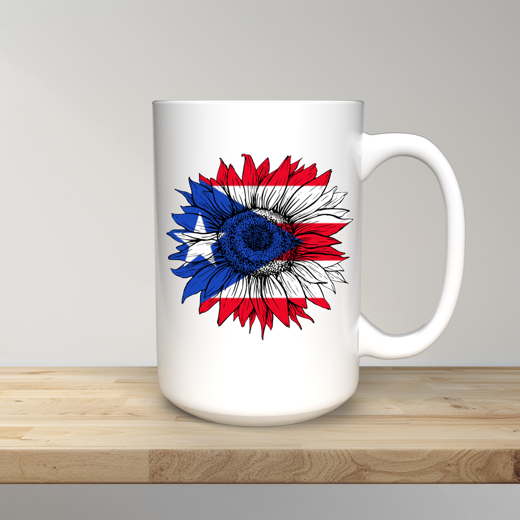 Puerto Rico Flag/Flower 15oz mug