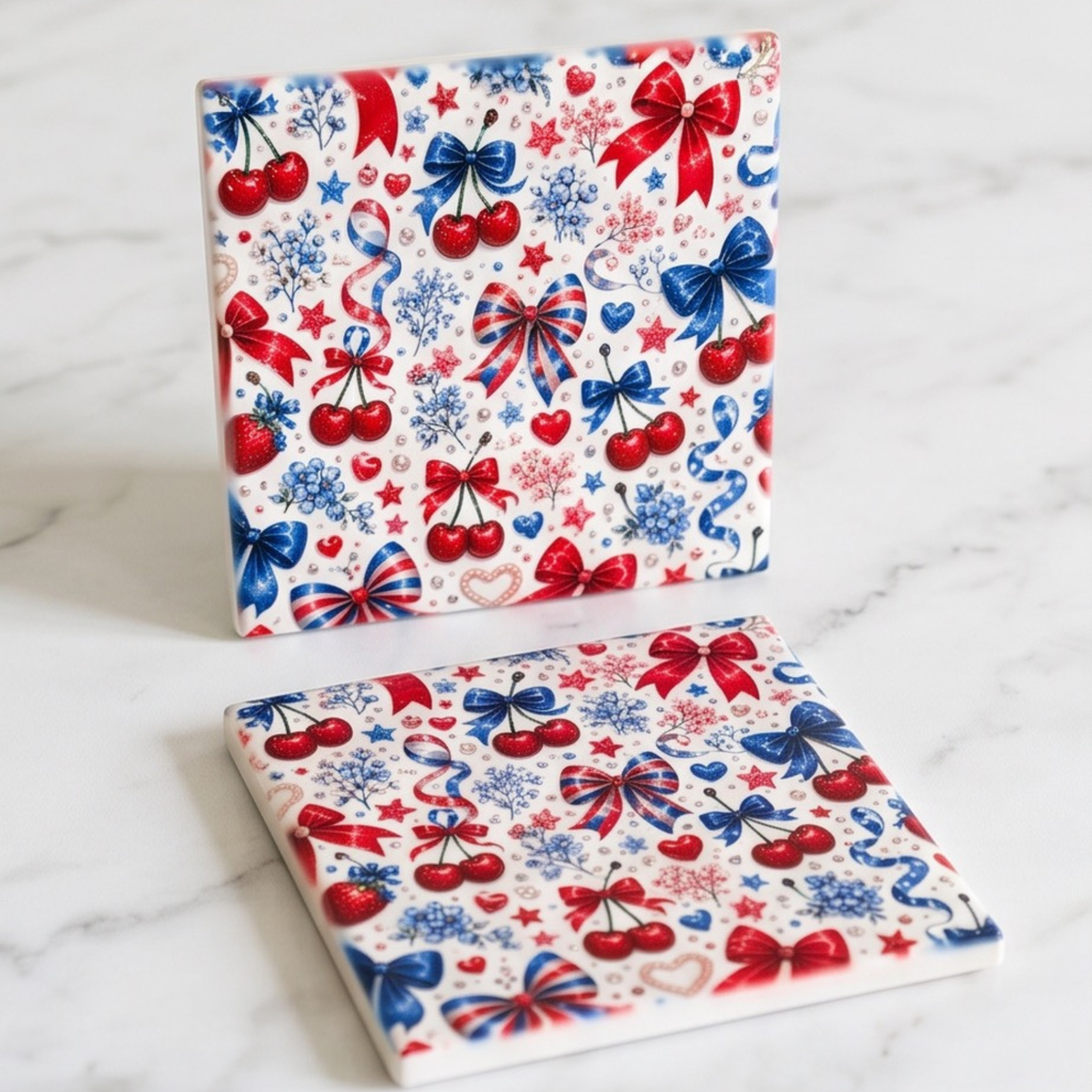 Patriotic Coquete 4" coasters set