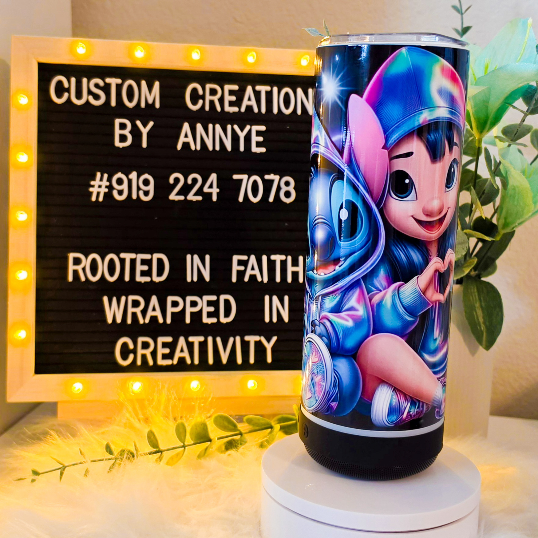 Personalized Stitch Speaker Tumbler