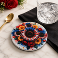 Sunflower/US Flag 4" ceramic coaster (single)