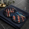 US Flag 4" ceramic coaster set