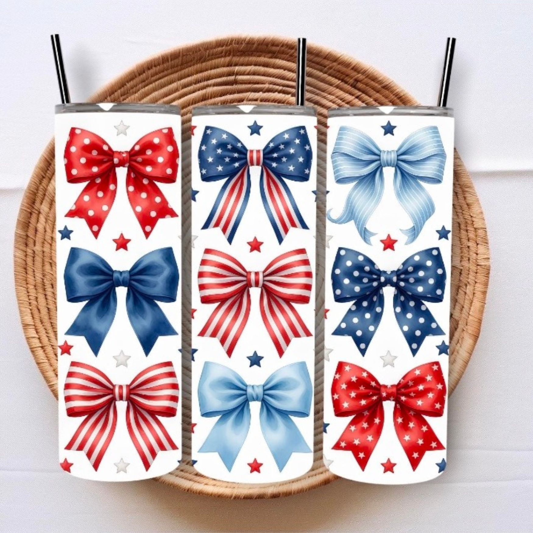 Red White & Blue Bows 20oz Tumbler