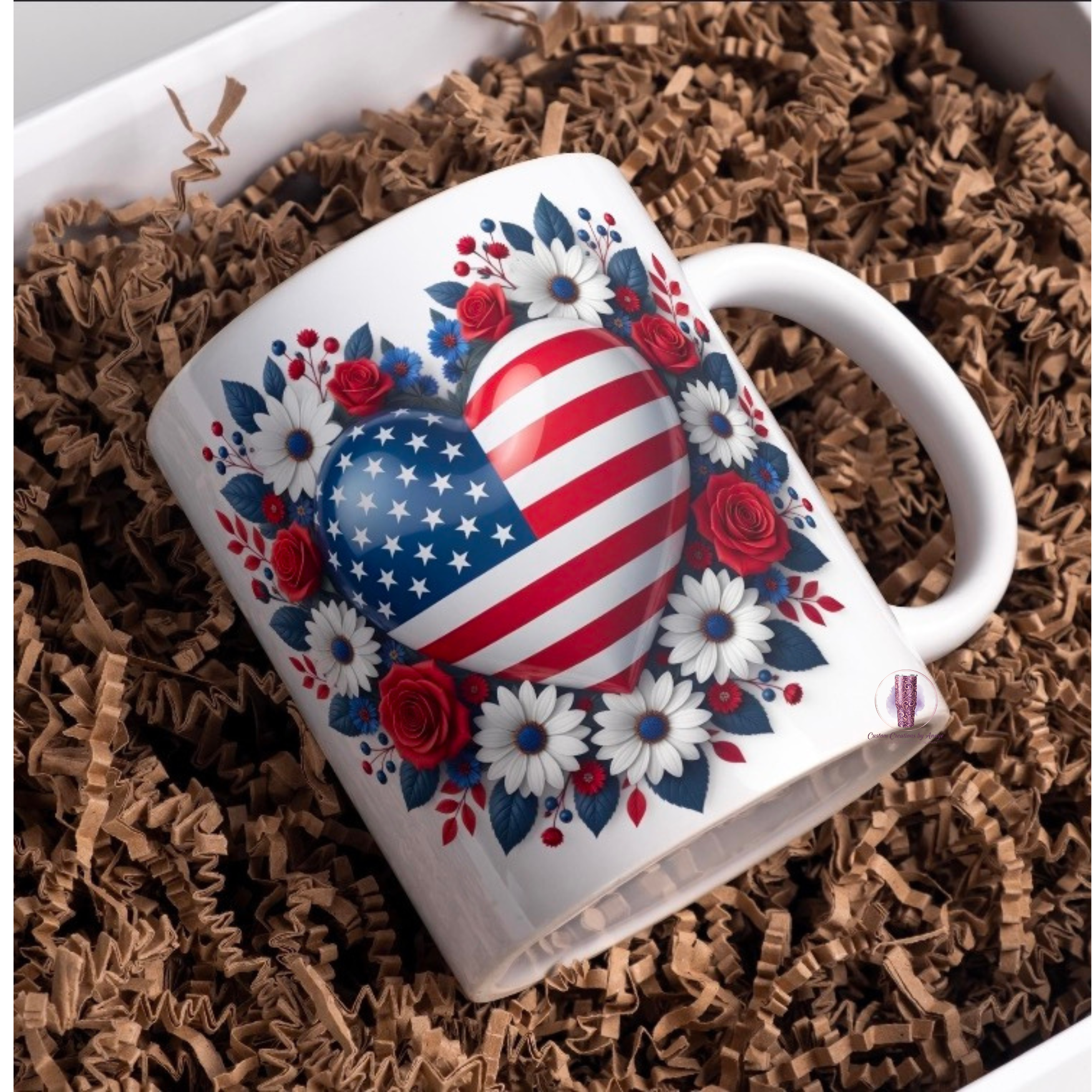 US Flag/ Heart shape -  15oz Mug