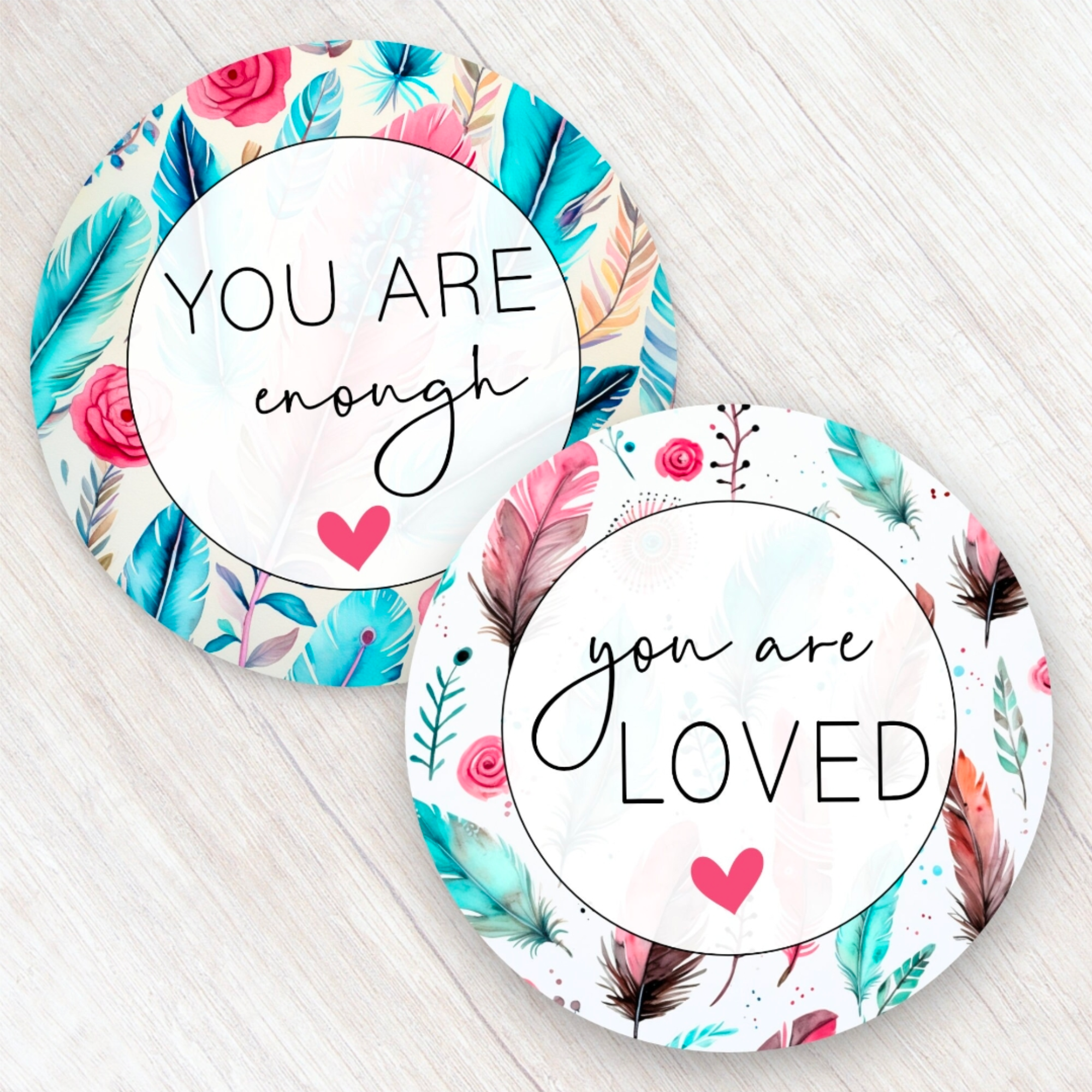 Positive Message car coasters
