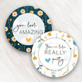 Positive quotes ceramic car coasters set