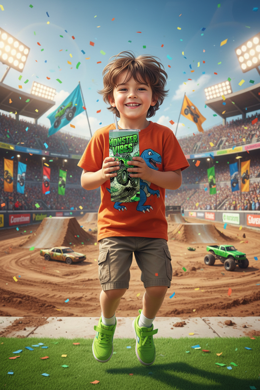 Boy Holding Monster Vibes Tumbler