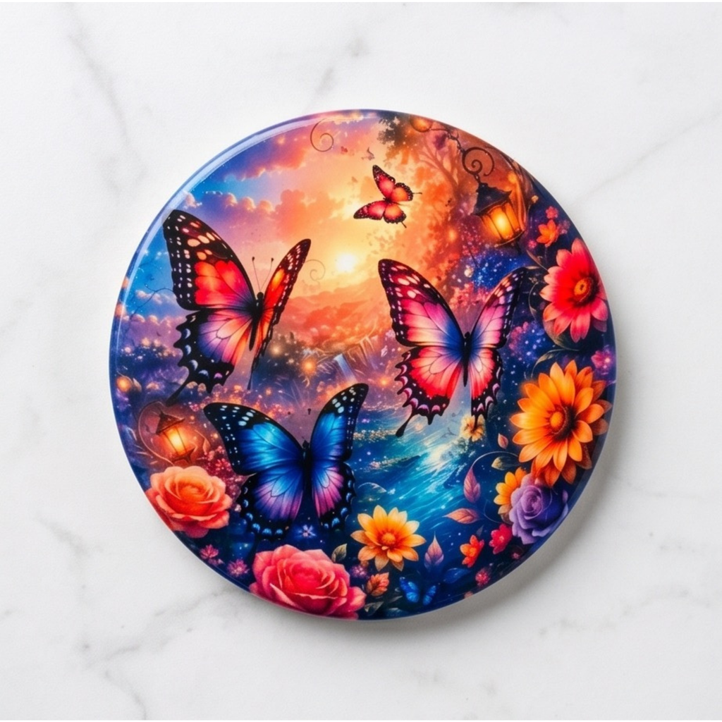 Butterfly 4" ceramic coaster