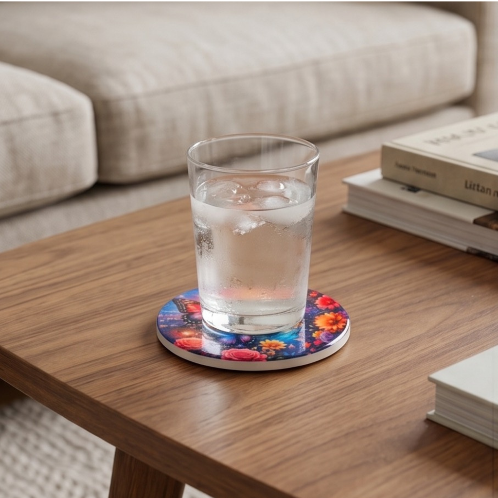 Butterfly 4" ceramic coaster