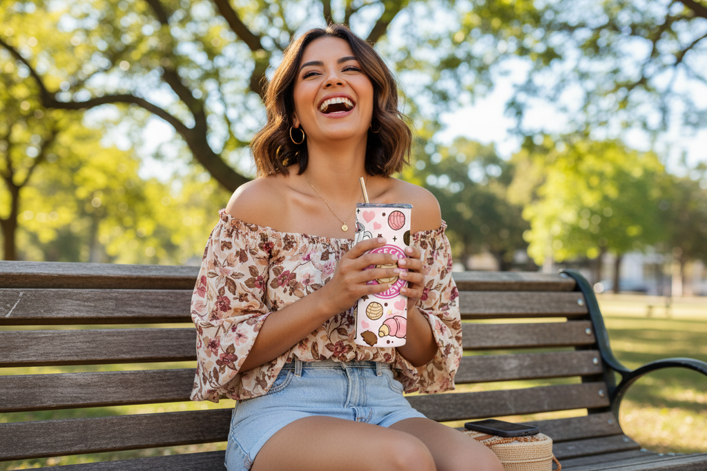Cafesito y Chisme Tumbler - Outdoor Park Setting