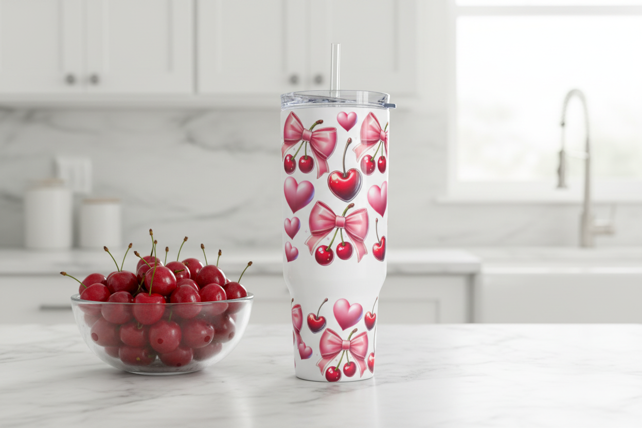 Cherries Tumbler - Kitchen Setting