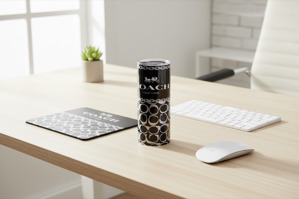 Coach mousepad on table