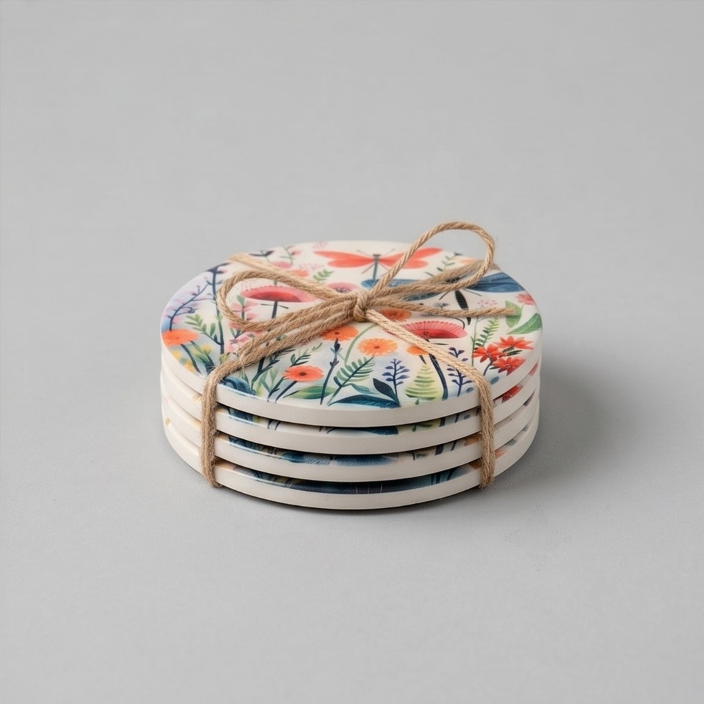 Dragonfly 4" ceramic coasters set