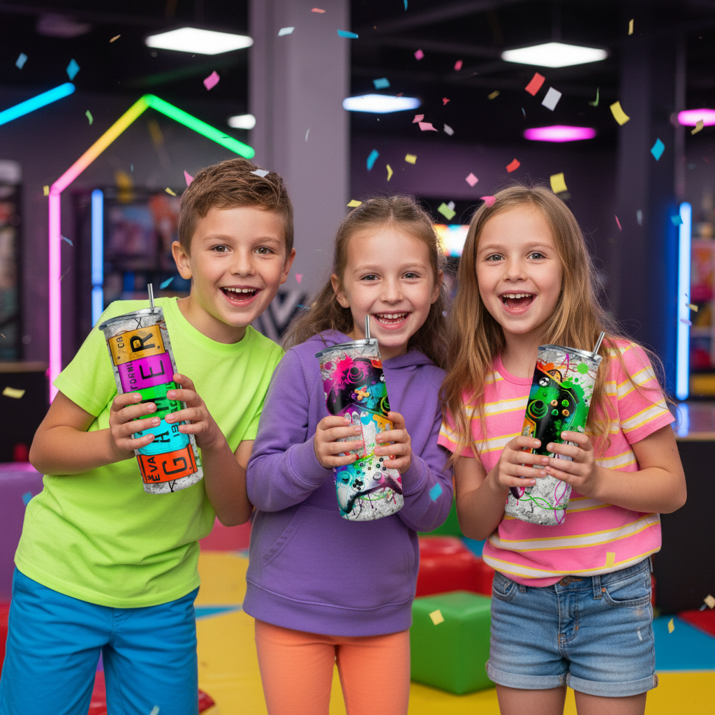 Kids Holding Gamer Tumbler