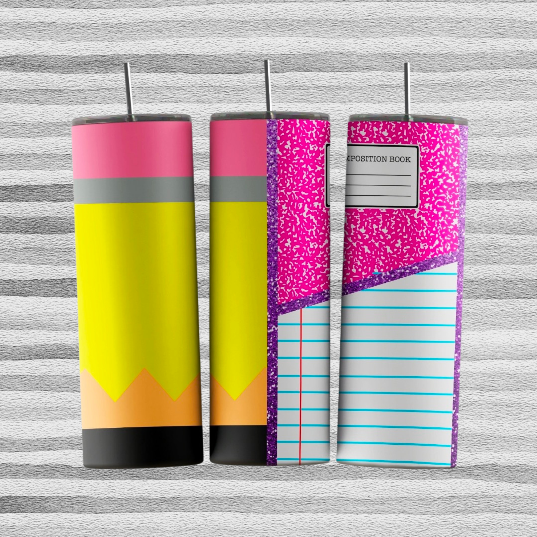 Pink Notebook/pencil Personalized 20oz Tumbler