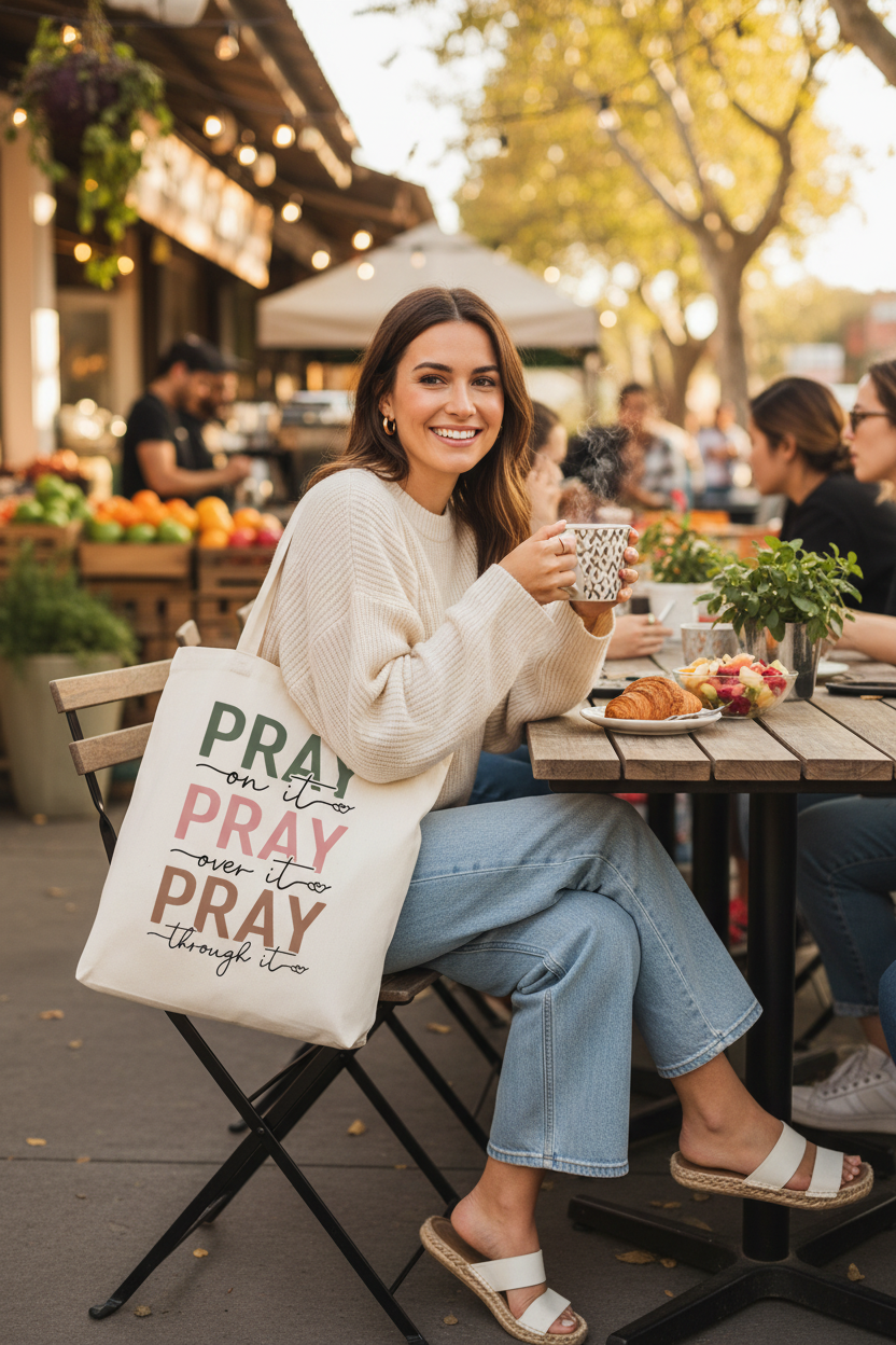 Pray Tote Bag - Café