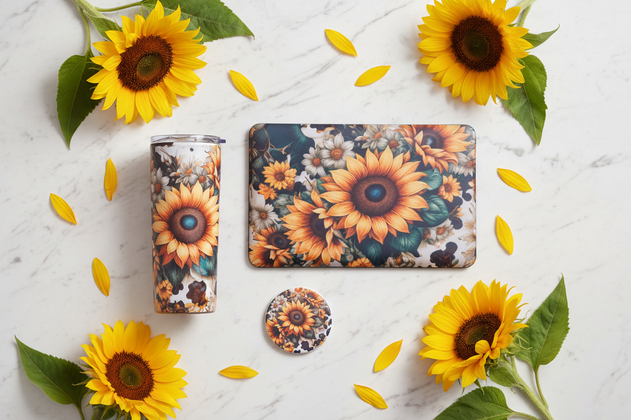 Sunflower - Marble Flat Lay
