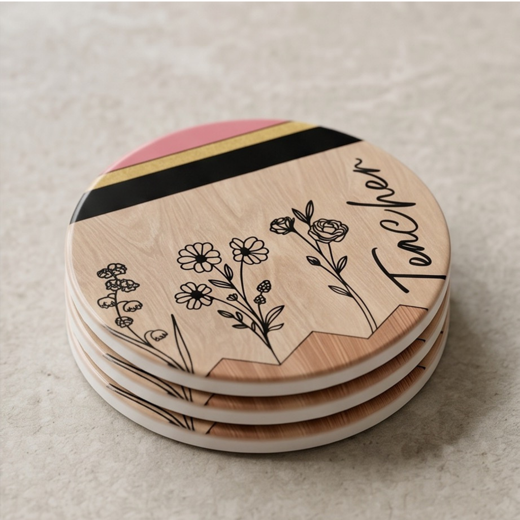 Teacher 4" ceramic coaster