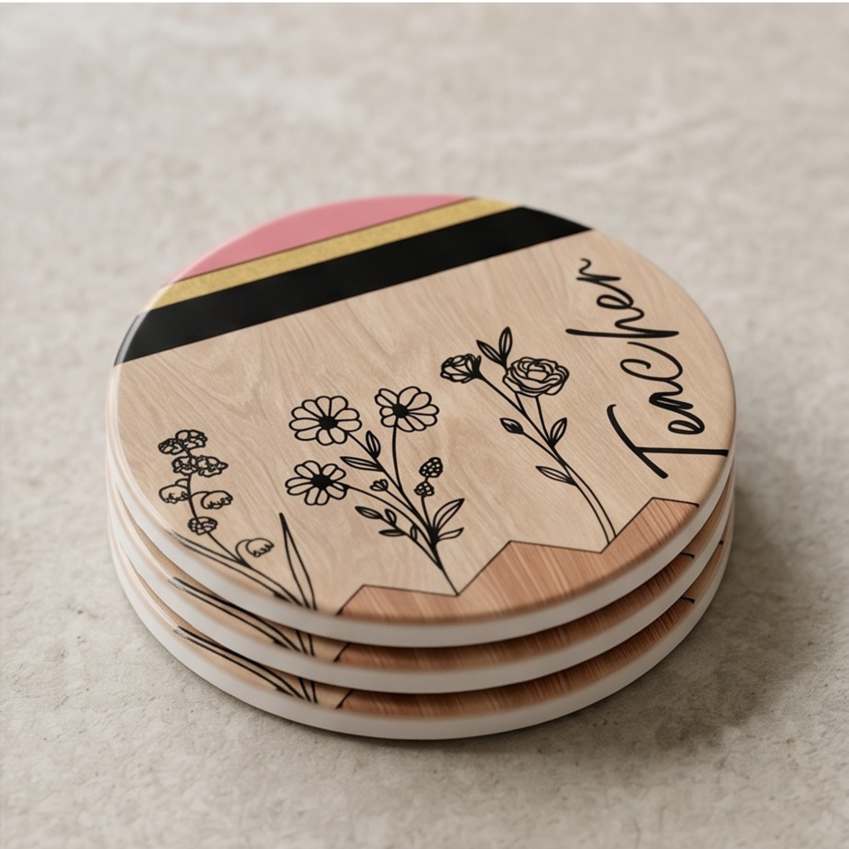 Teacher 4" ceramic coaster
