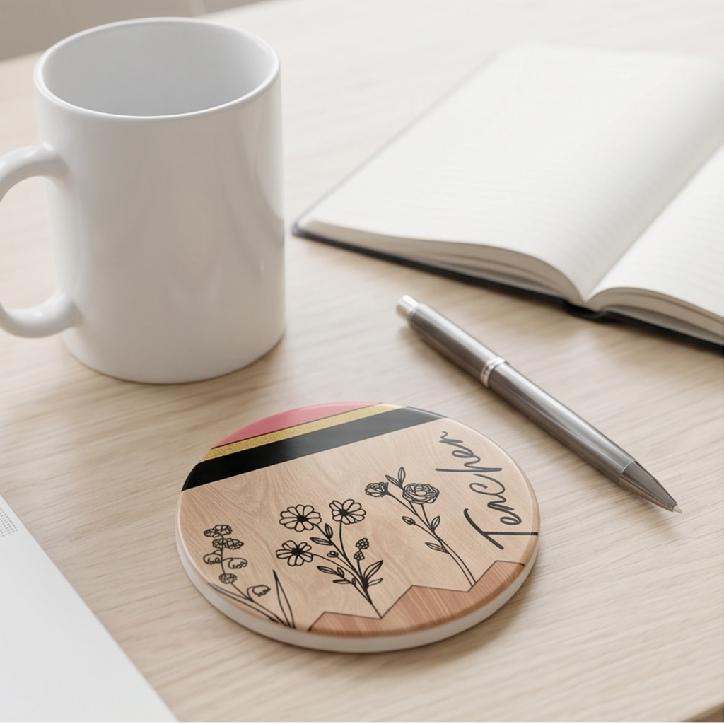 Teacher 4" ceramic coaster