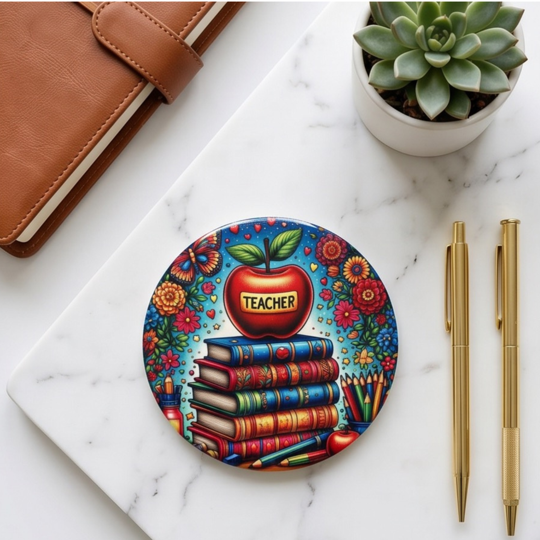 Teacher 4" ceramic coaster