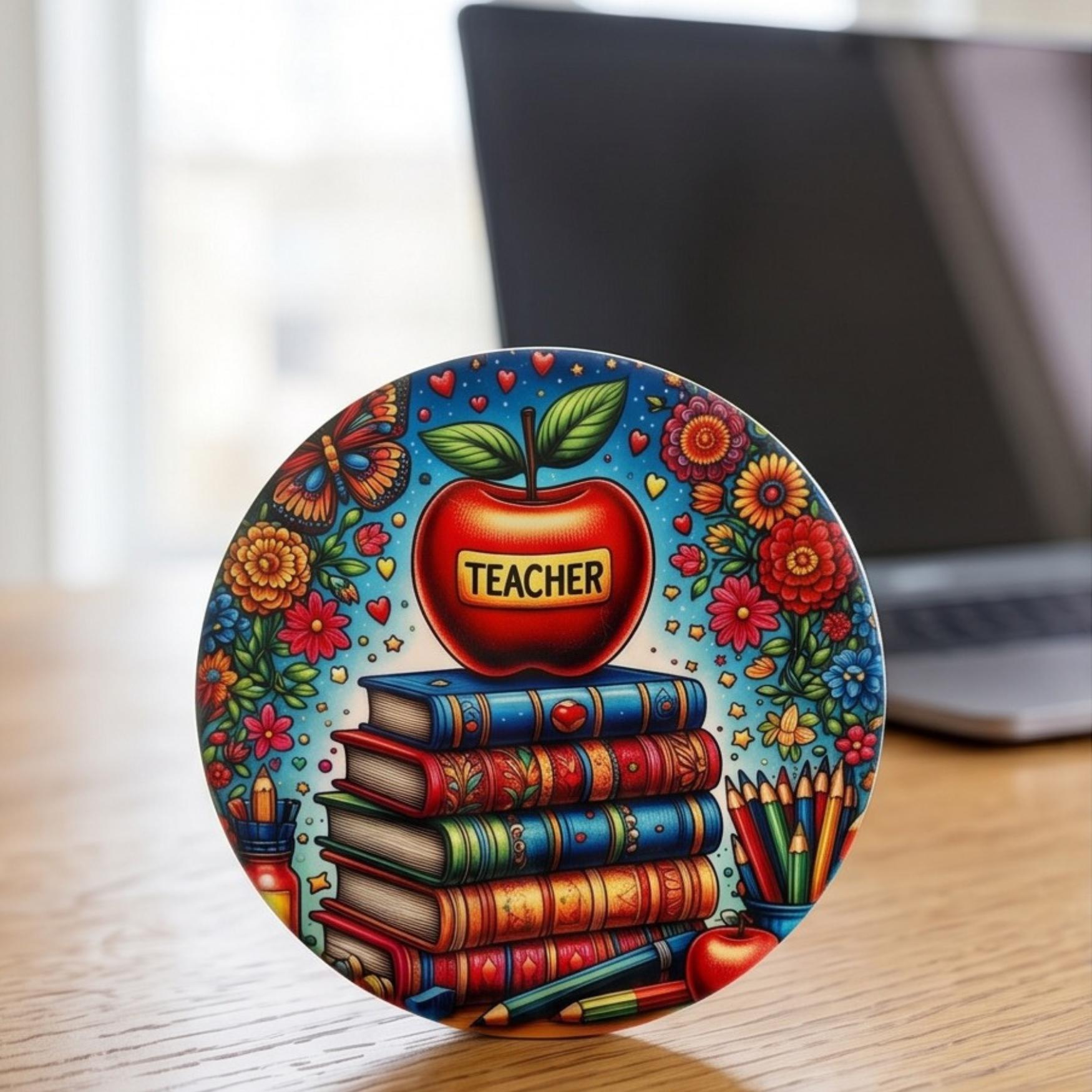 Teacher 4" ceramic coaster