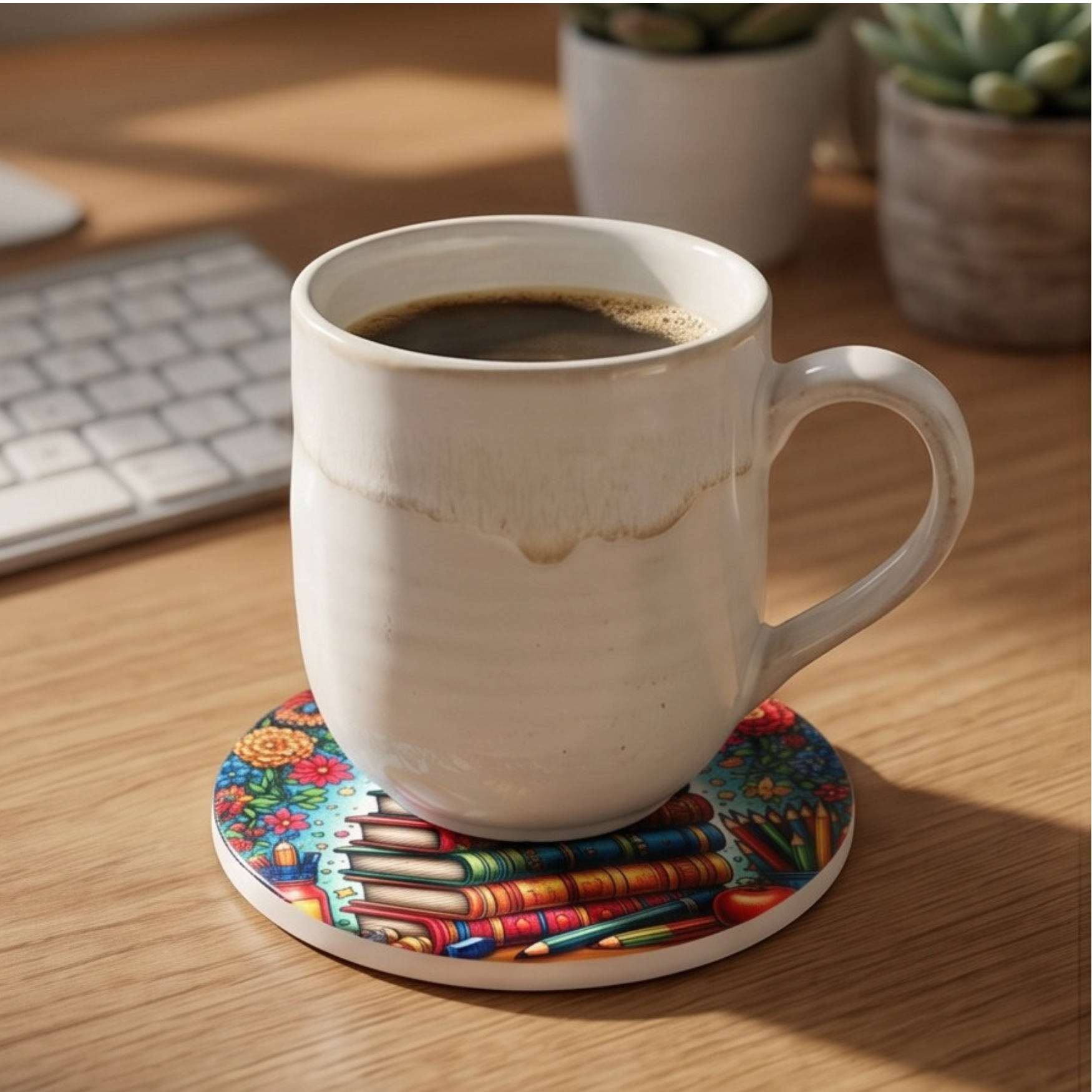 Teacher 4" ceramic coaster