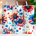 US Flag Flowers 20oz Tumbler