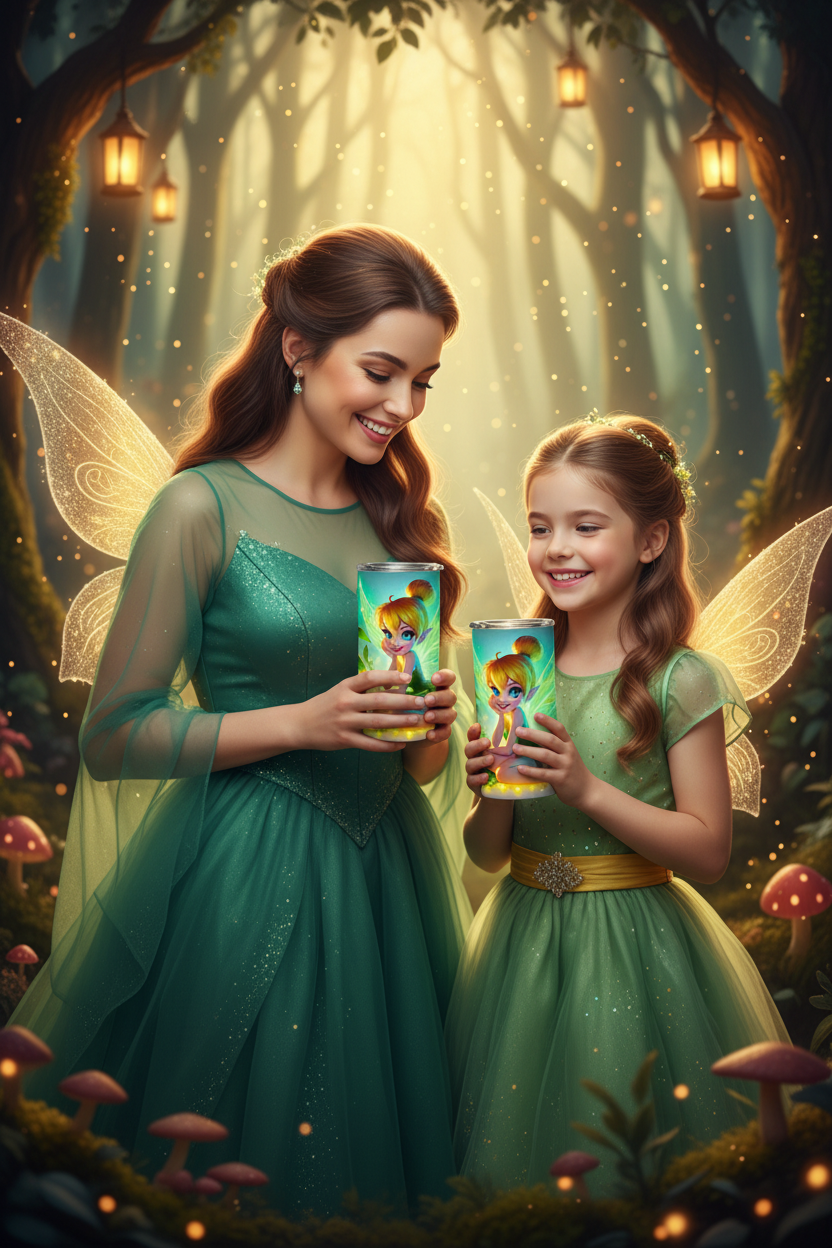 Woman and Girl Holding Tinker Bell Tumbler
